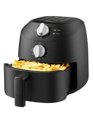 COMFEE' front view compact air fryer showing control panel and sleek black finish