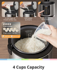 COMFEE' LED control panel close-up displaying six one-touch program buttons for convenience