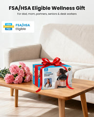 COMFIER worn at a desk with straps engaged demonstrating hands-free productivity