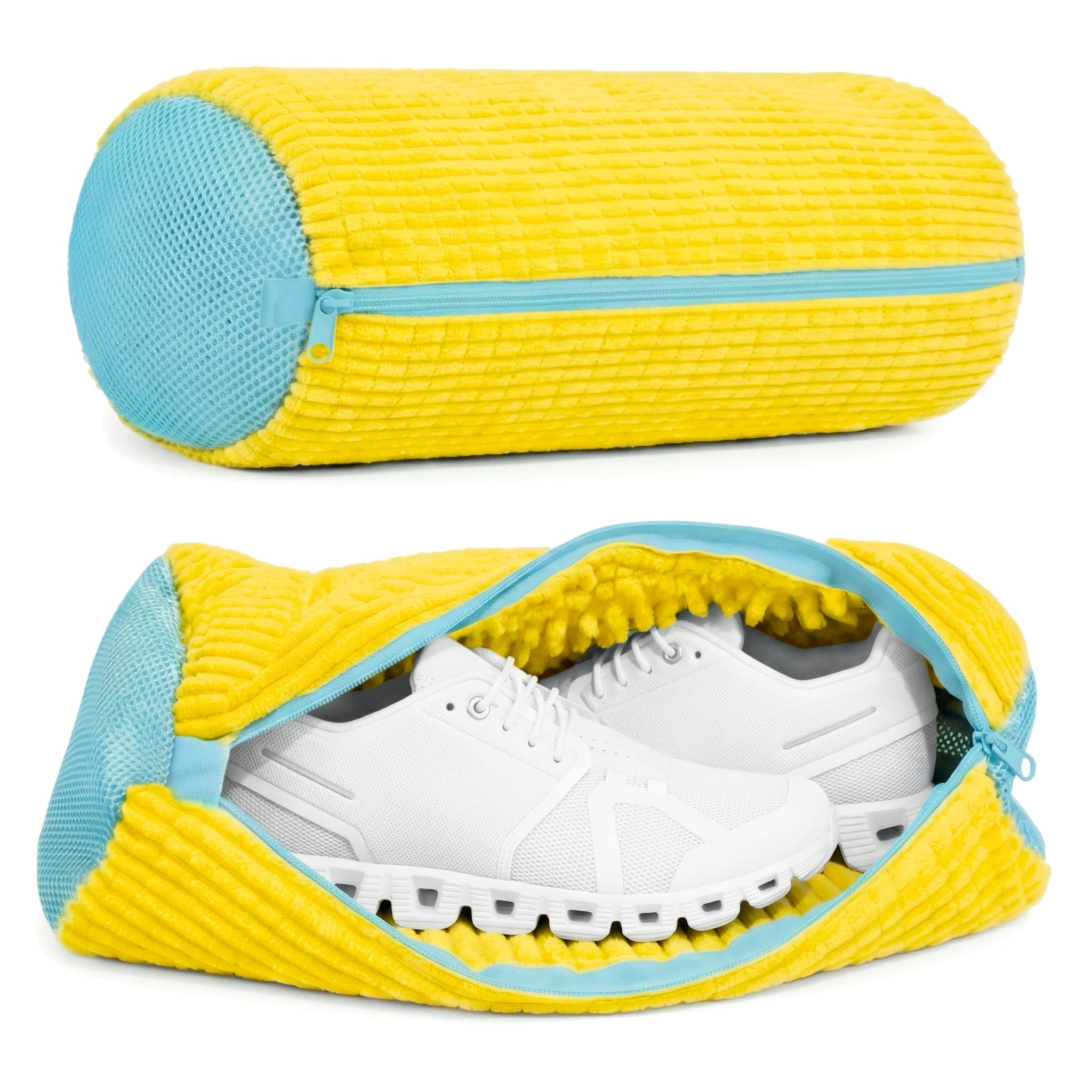 Comfort 365 front packaging showing two reusable shoe bags and key features for convenience