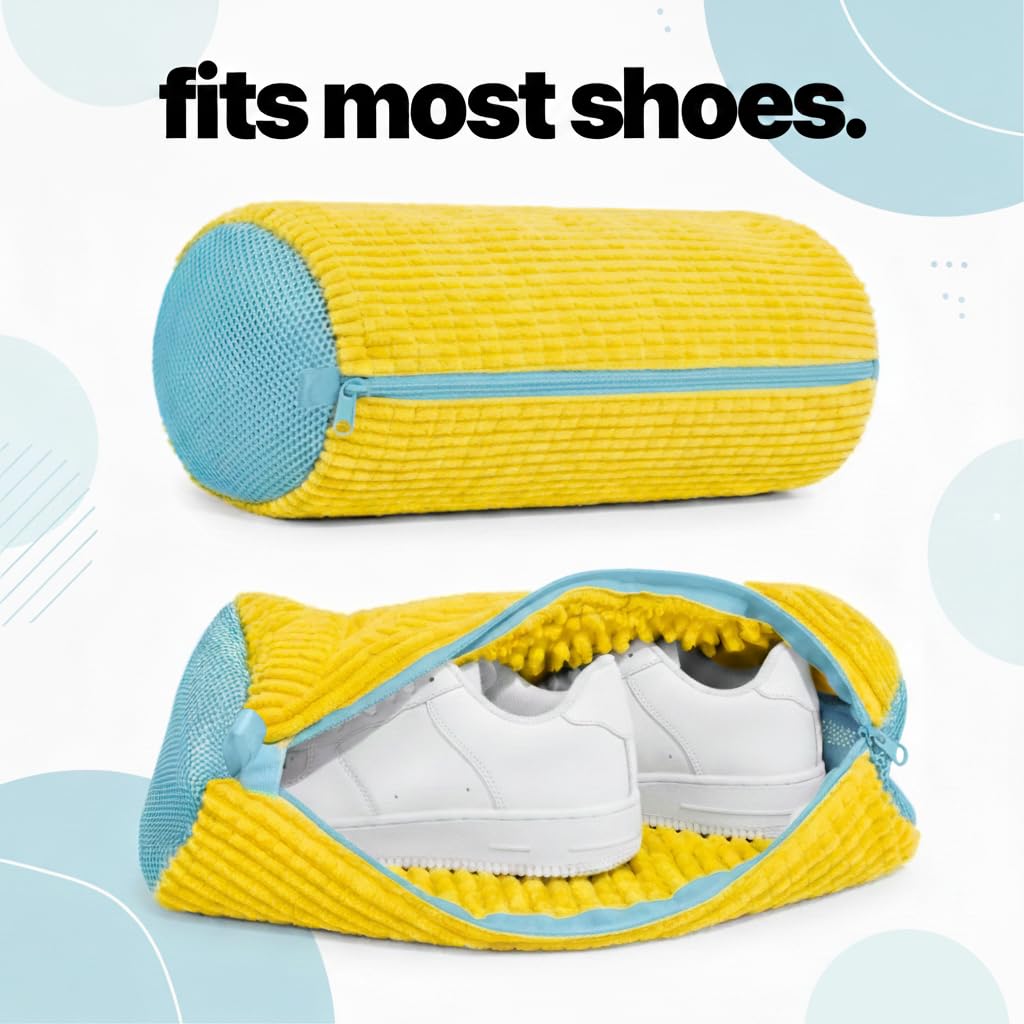 Comfort 365 shoe bags in a tidy laundry room demonstrating organized, safe washing