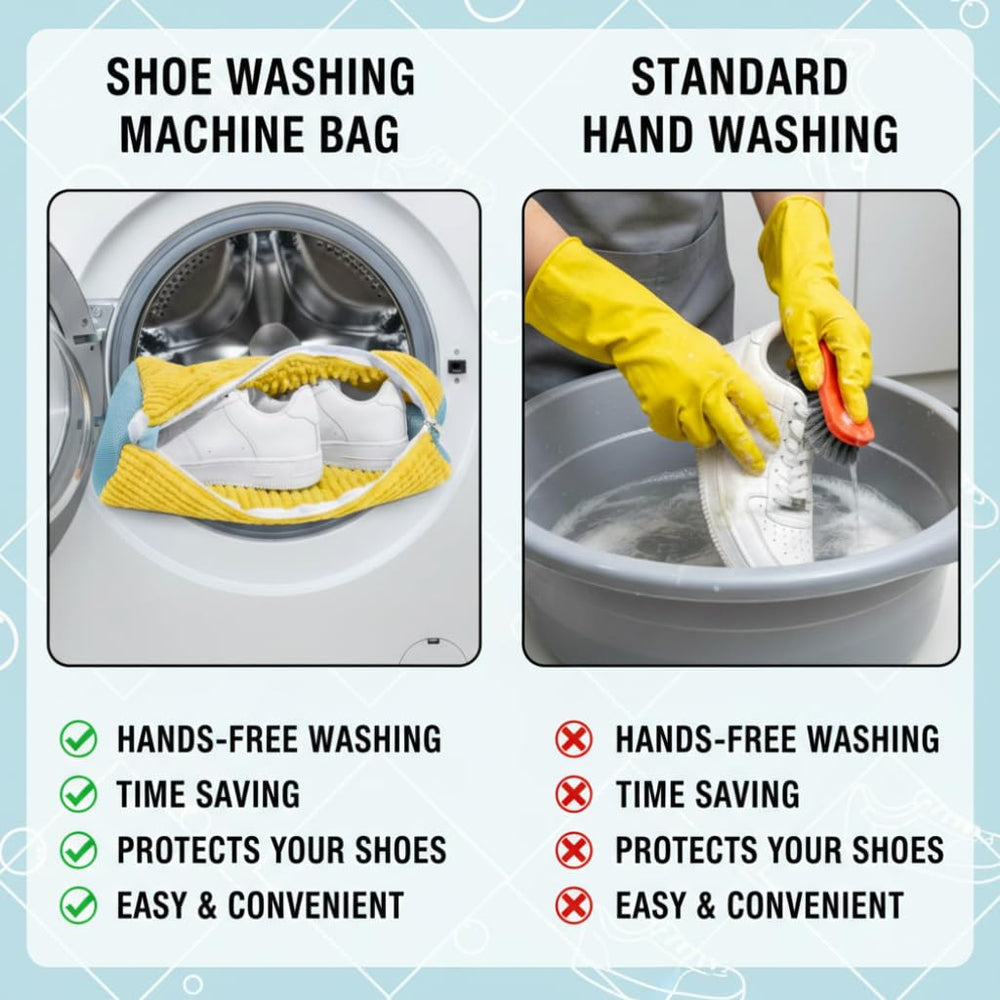 Comfort 365 bag holding sneakers inside washer protecting shoes and machine from damage