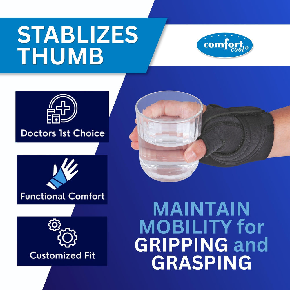 Comfort Cool side profile on left hand demonstrating natural thumb alignment