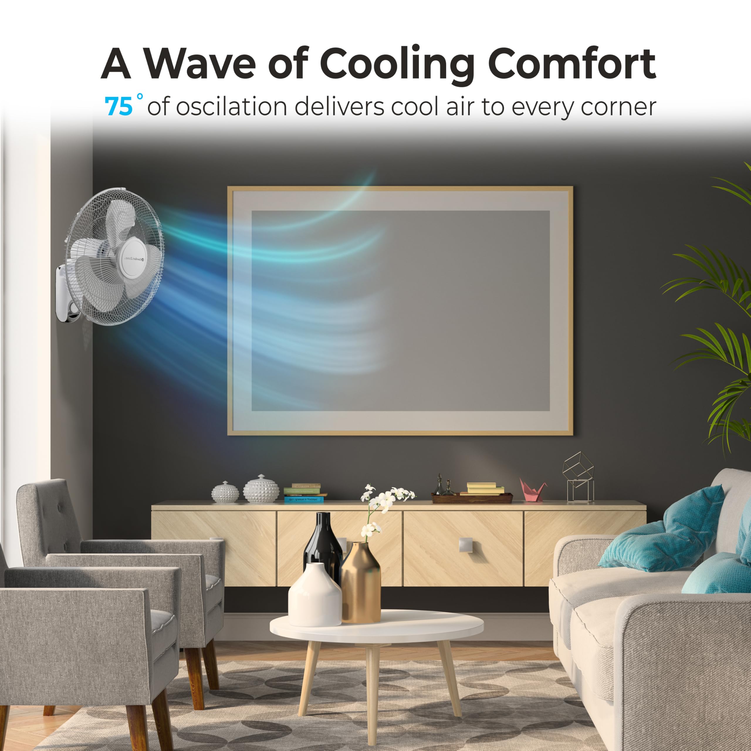 Comfort Zone blade and hub detail showing balanced design for quiet, efficient air movement