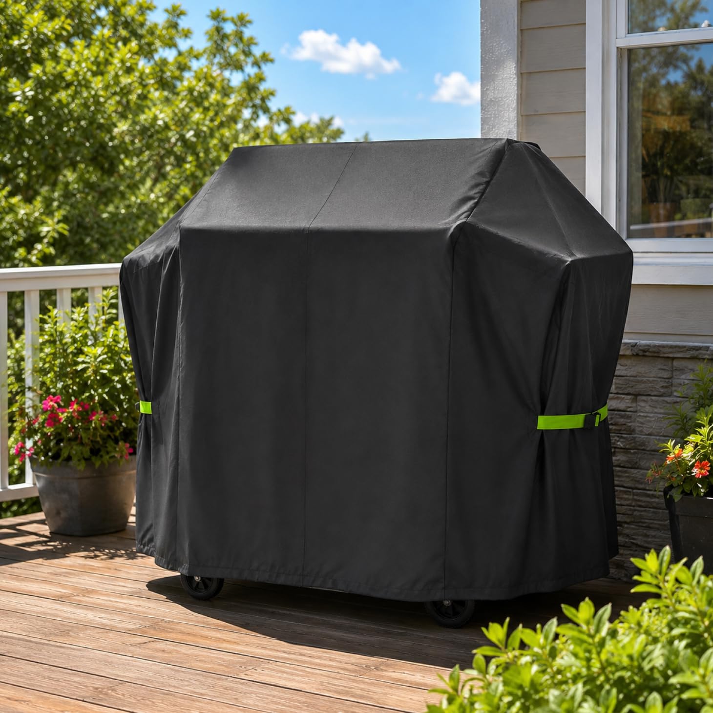 COMFY LIME covering grill side shelf demonstrating full protection