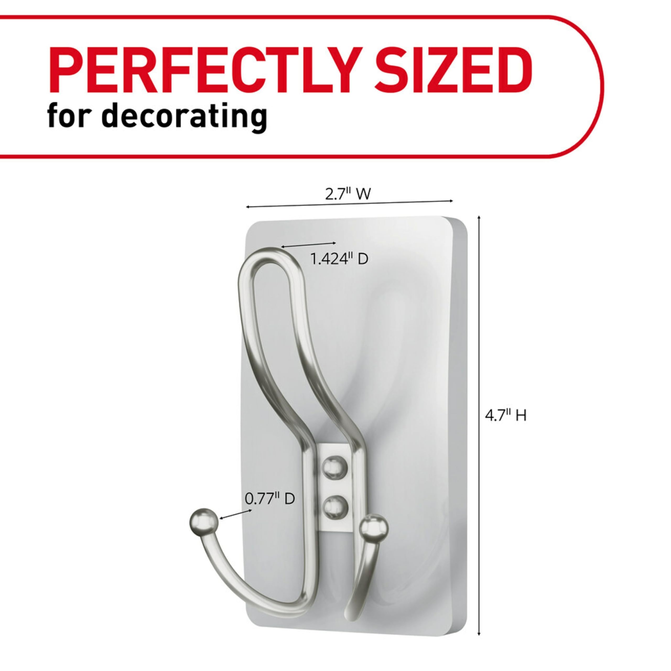 Command hooks holding coats and bags illustrating strong, organized storage