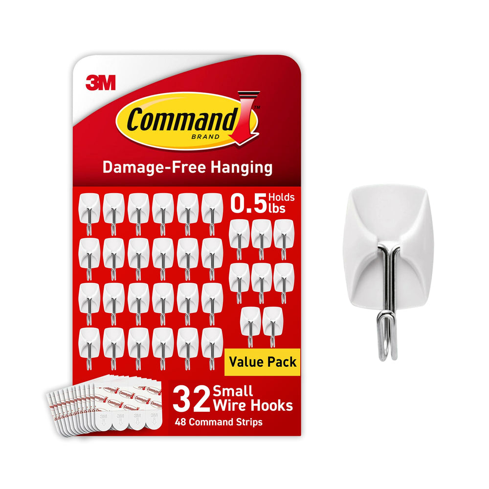 Command front packaging showing 32 hooks and 48 strips for easy organization