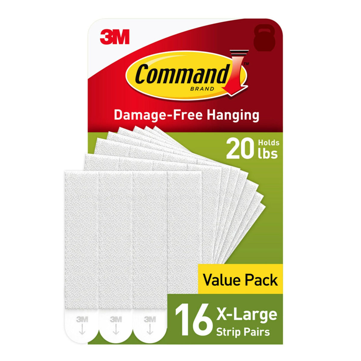 Command pack front view showing XL 16 pairs and heavy-duty hold benefit