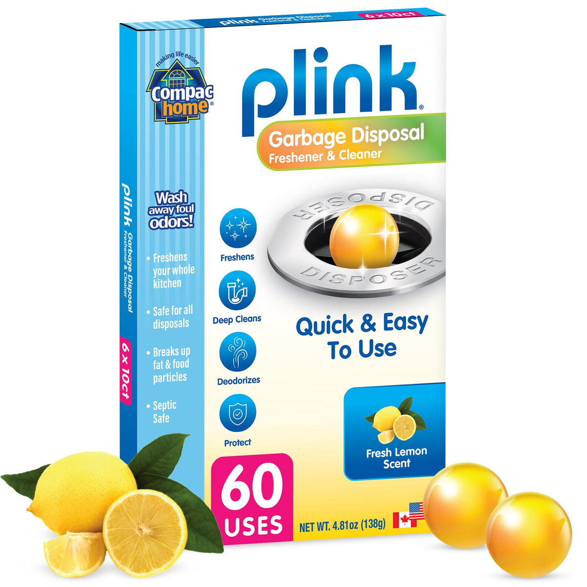 Compac Home Plink front packaging showing value pack and lemon scent benefit