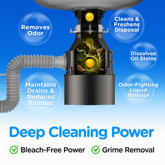 Compac Home Plink tablet fizzing in sink demonstrating cleaning action and odor removal
