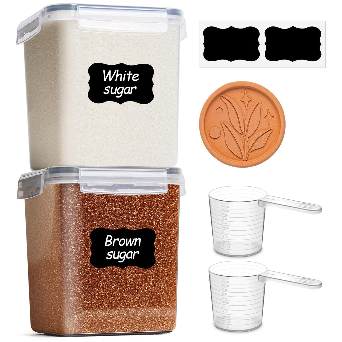 ComSaf front view of airtight two-pack showcasing clear jars and lids for easy storage
