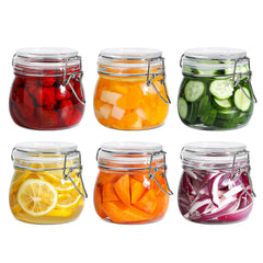 ComSaf front view of six 17 oz jars showcasing neat storage benefit
