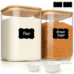 ComSaf front view of two glass canisters showing clear contents and tidy storage benefit
