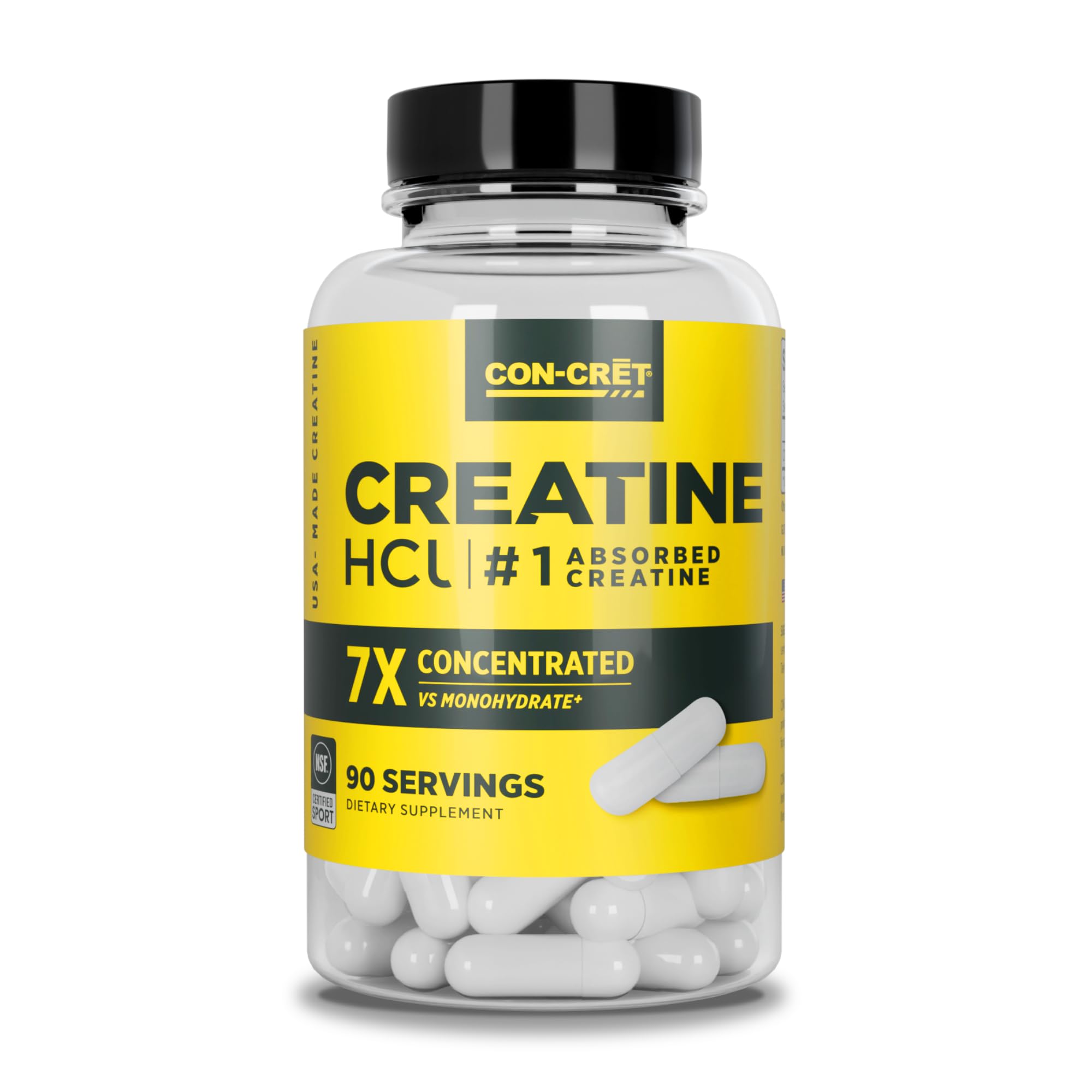 CON-CRET front bottle showing label and capsules for convenient dosing