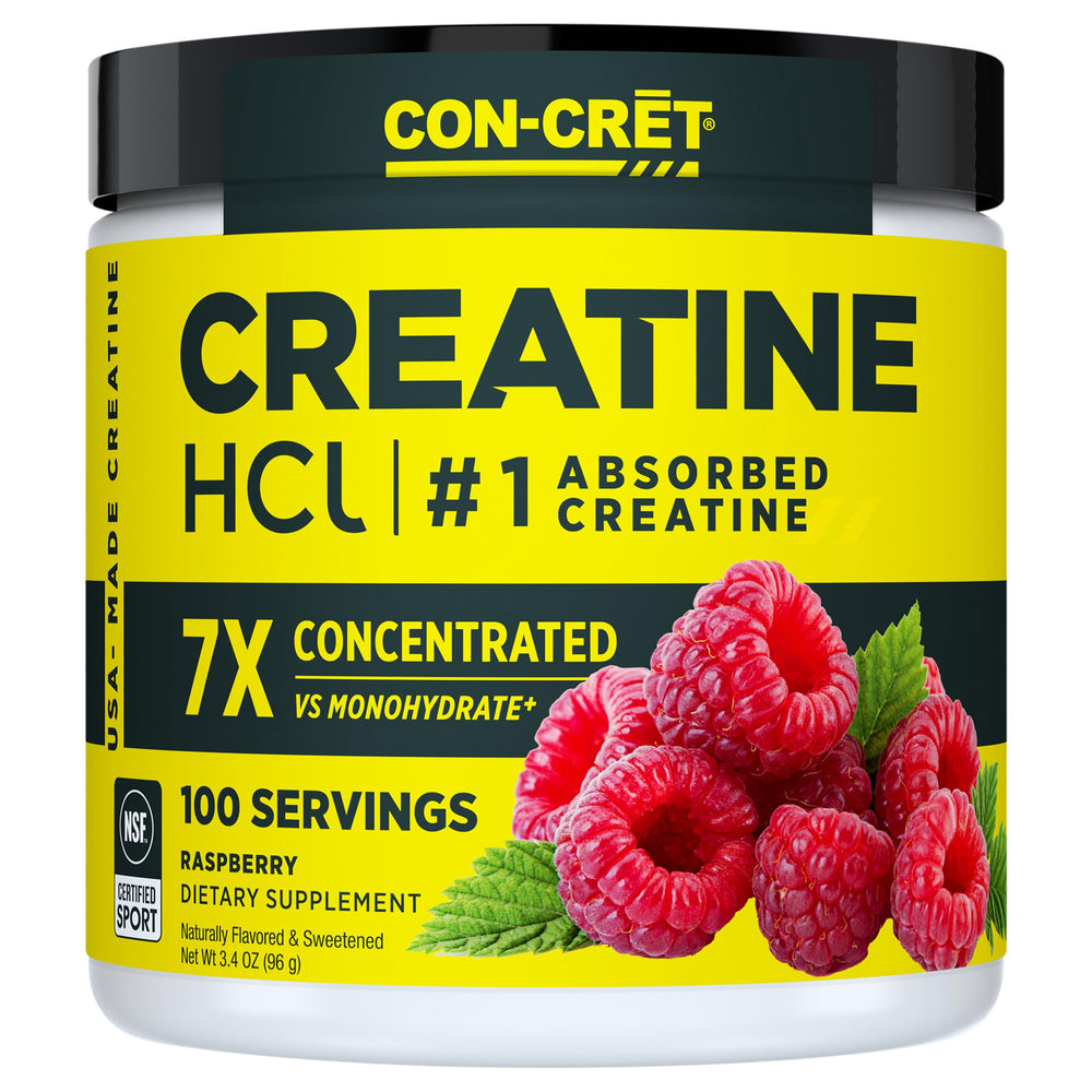 CON-CRET front packaging raspberry flavor for quick product identification and appeal