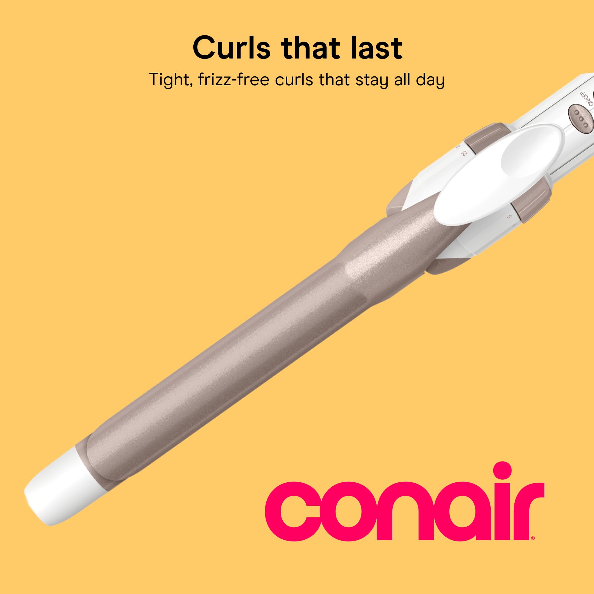 Conair barrel closeup showing double ceramic coating for smoother heat distribution