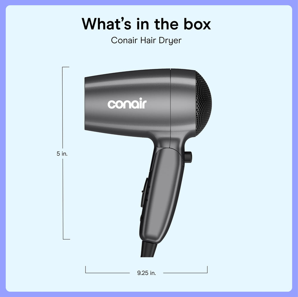 Conair styling hair in a hotel bathroom showing reliable travel performance