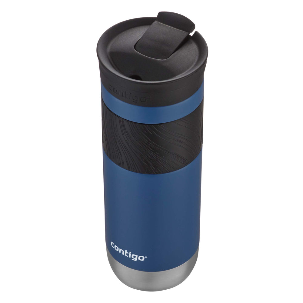 Contigo Byron beside common items showing 20oz size and everyday portability