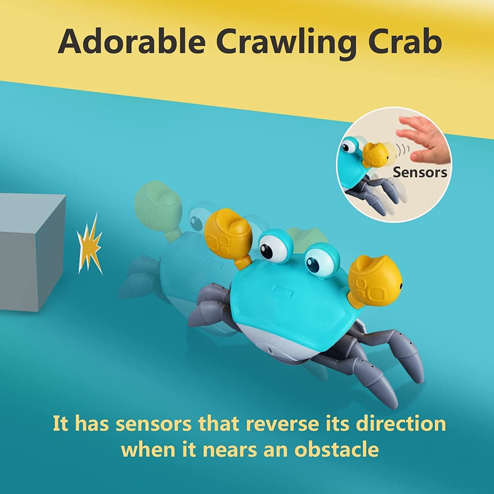 control future crab skittering sideways demonstrating lively movement to encourage crawling