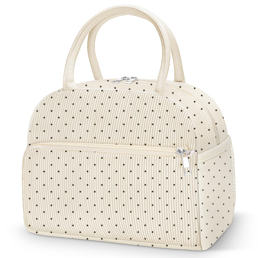 Coobiiya front view corduroy lunch bag showing style and organized silhouette