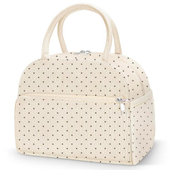 Coobiiya front view corduroy lunch bag showing style and organized silhouette