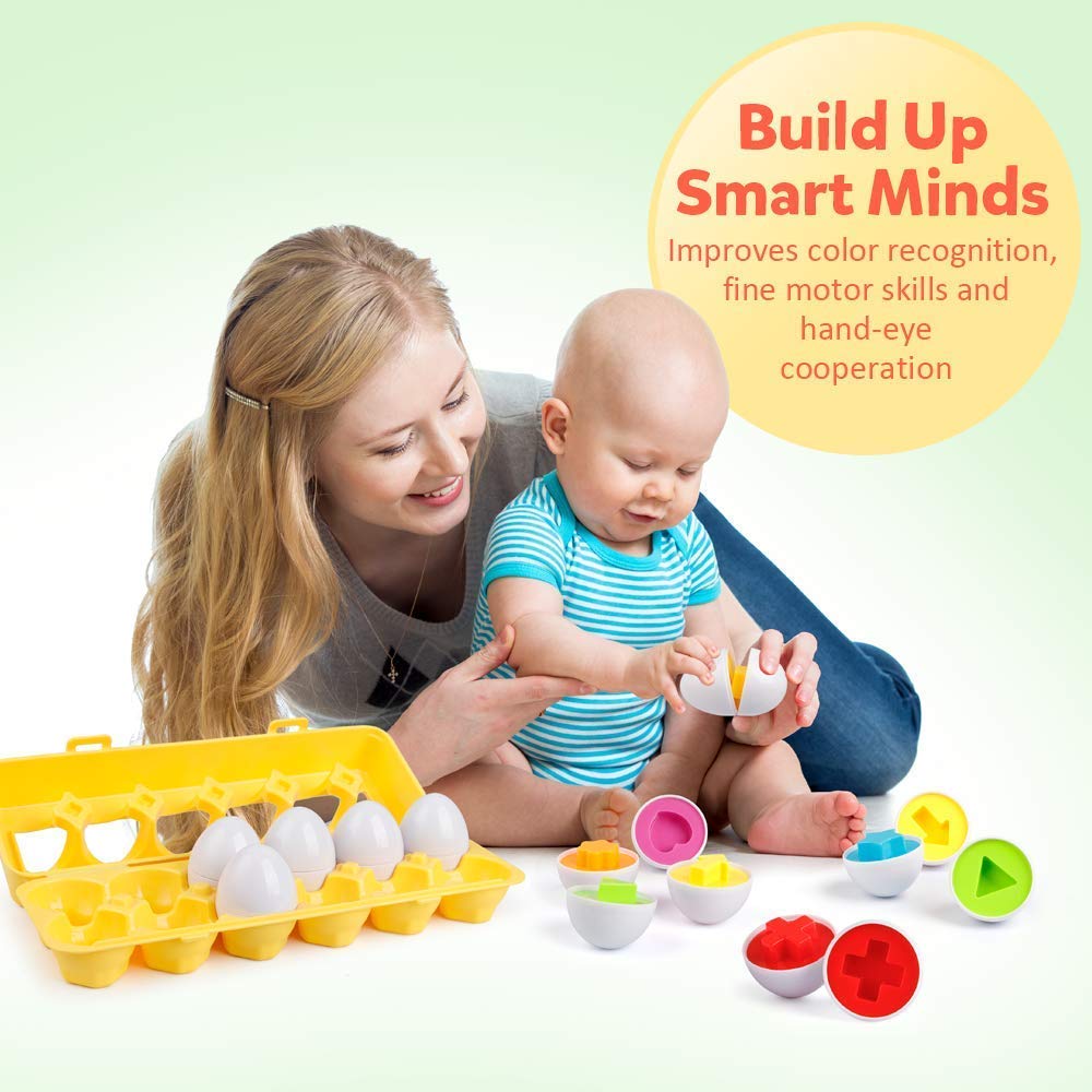 Coogam embossed shape detail inside egg — tactile shape learning benefit