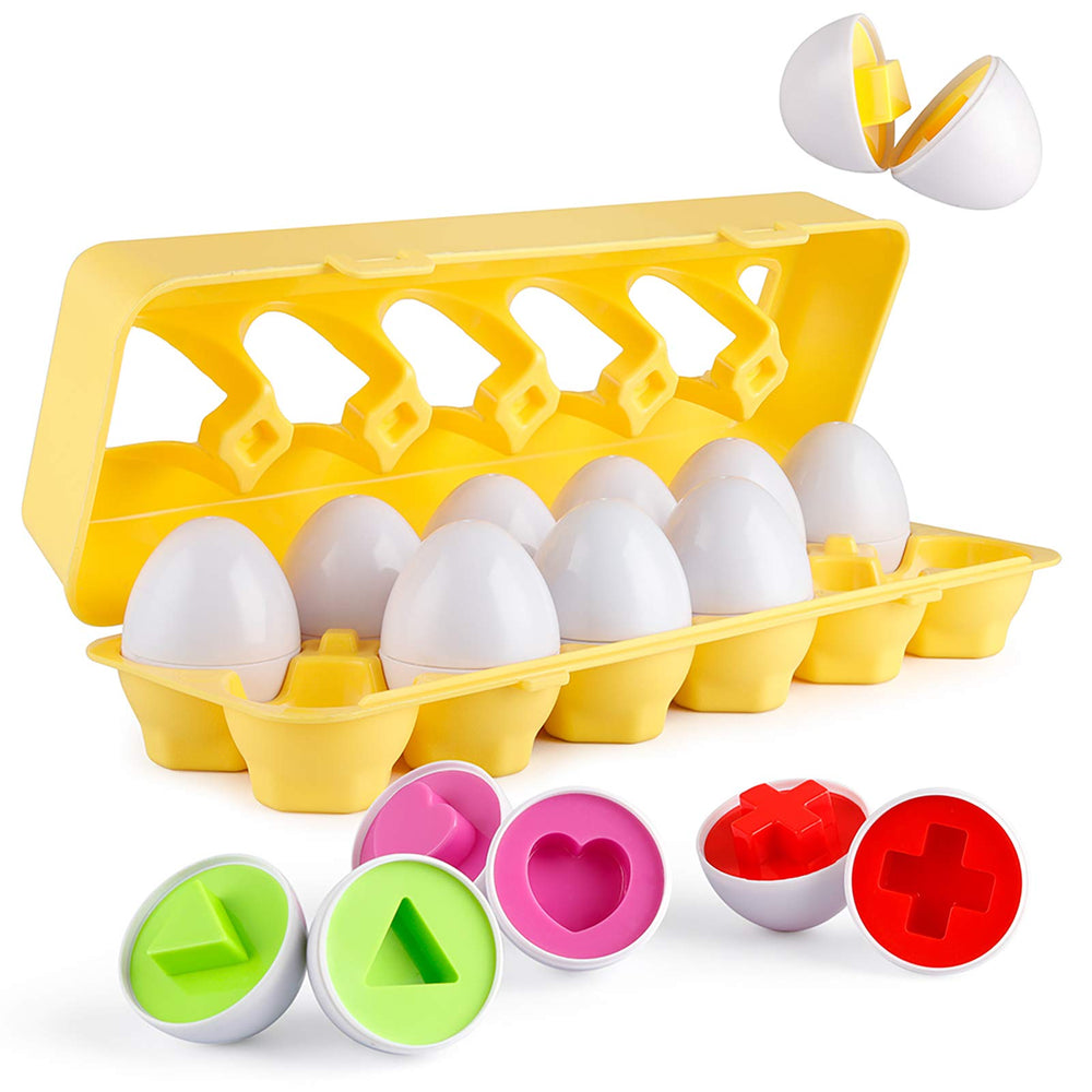 Coogam front packaging showing 12 matching eggs and carton — durable travel set