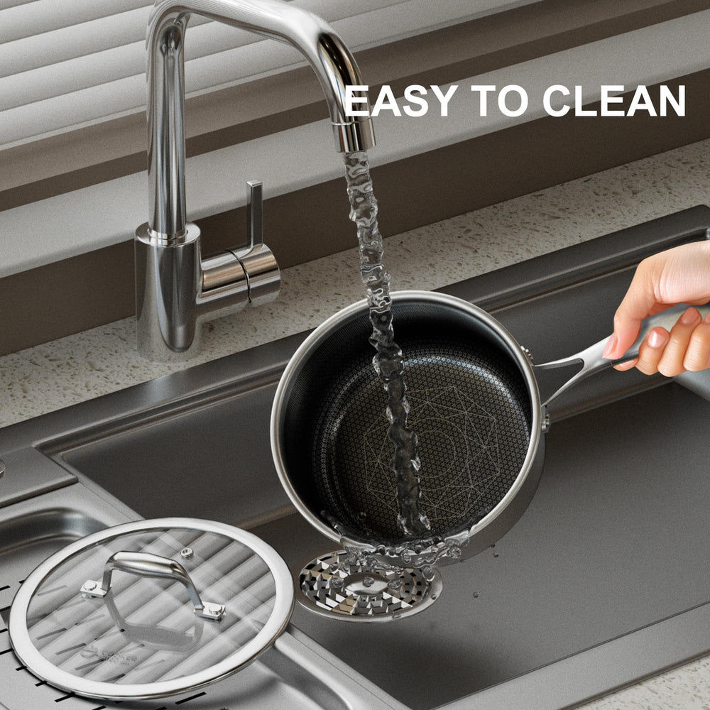 COOKER KING ergonomic stay-cool handle closeup, provides secure comfortable grip for stirring