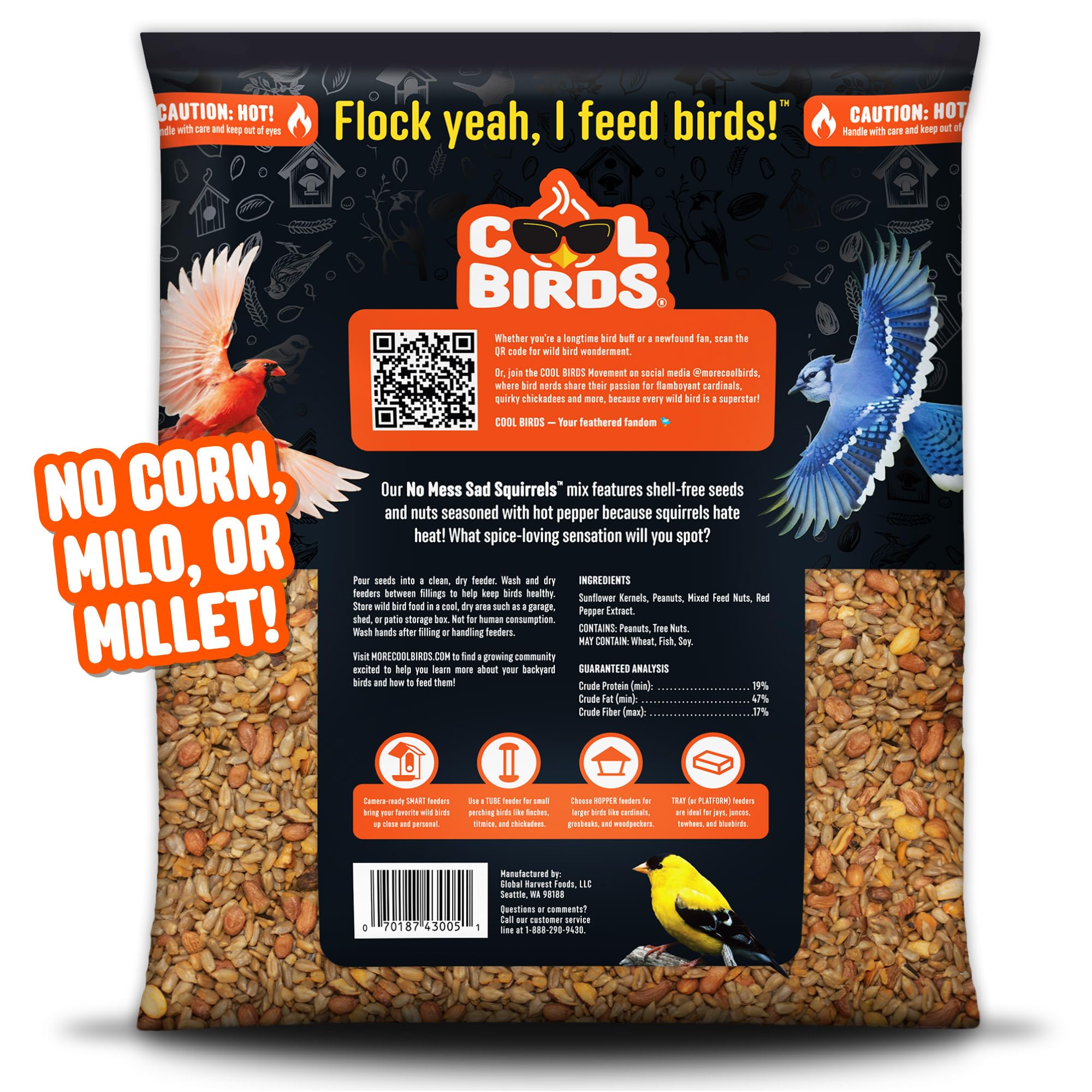 COOL BIRDS chopped tree nuts detail highlighting protein-rich ingredients