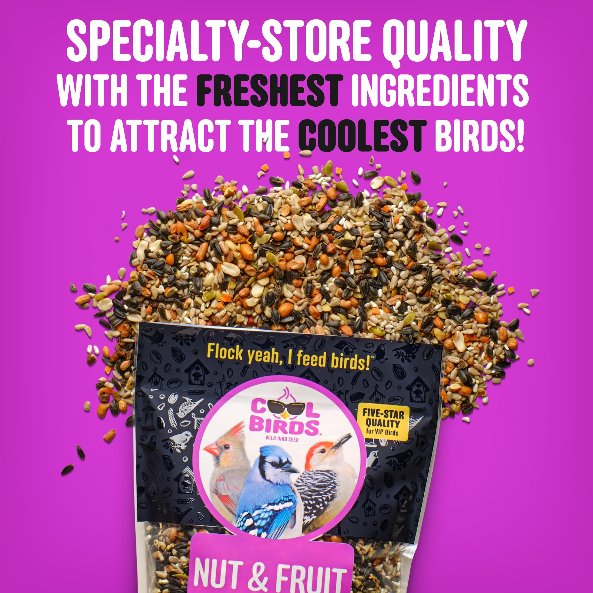 COOL BIRDS peanuts and tree nuts close-up offering calorie-rich nutrition