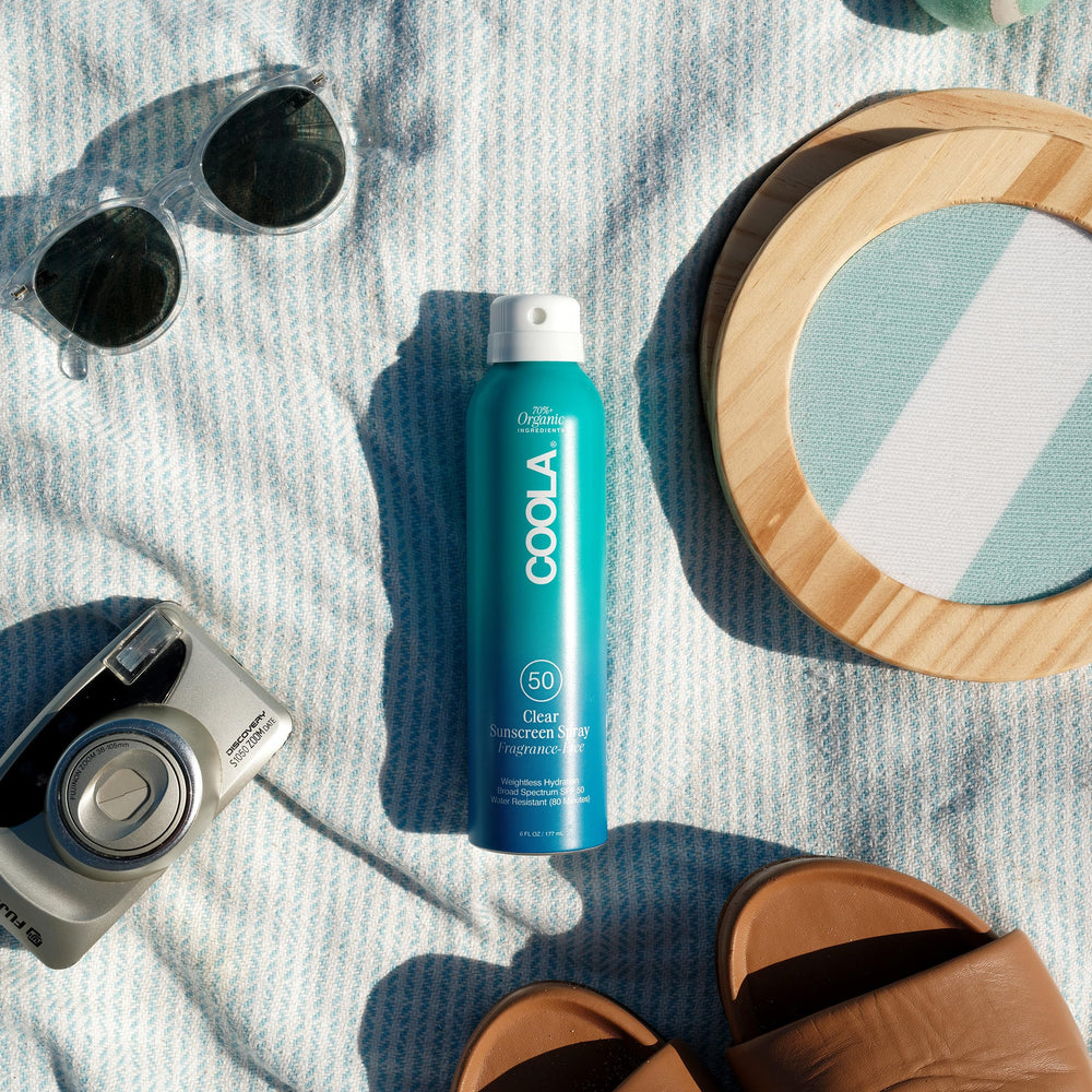 COOLA close-up texture showing clear finish and non-greasy benefit