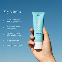 COOLA face sunscreen applied on hand demonstrating smooth, non-greasy absorption
