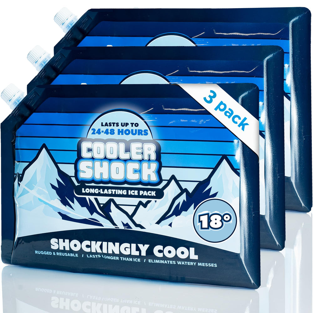 Cooler Shock front view showing pack and brand, provides long-lasting cold