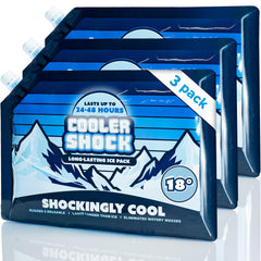 Cooler Shock front view showing pack and brand, provides long-lasting cold