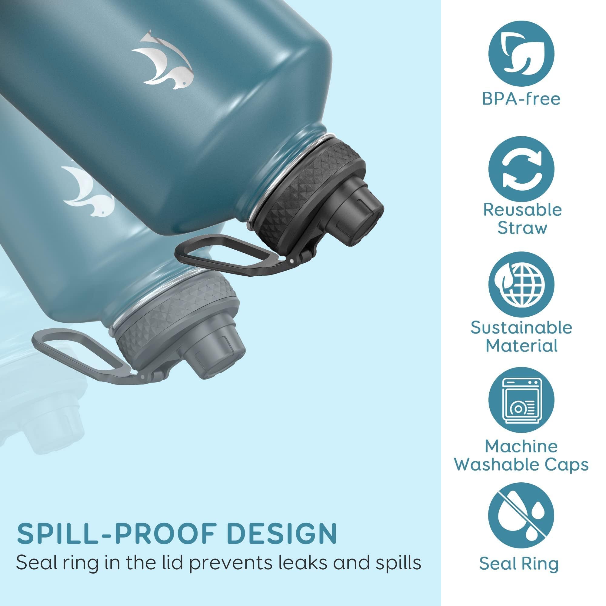 Coolflask screw-on lid open with ice visible for easy refilling and portable carry handle