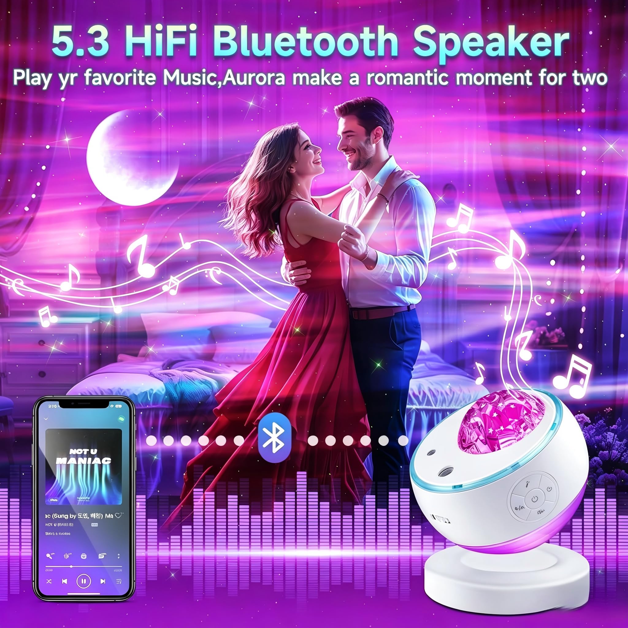 COOLNIGHT Bluetooth speaker playing audio during projector use