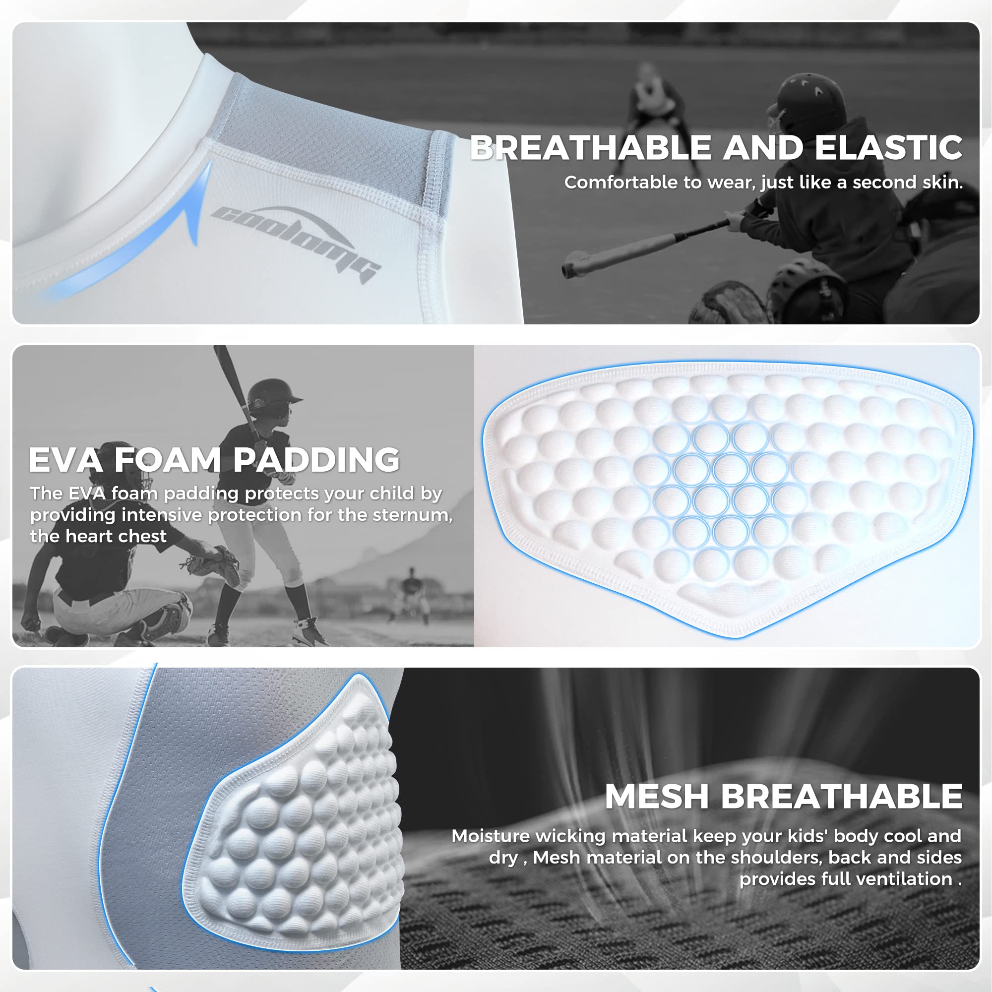 COOLOMG size scale with care label illustrating fit guidance and easy-care benefit