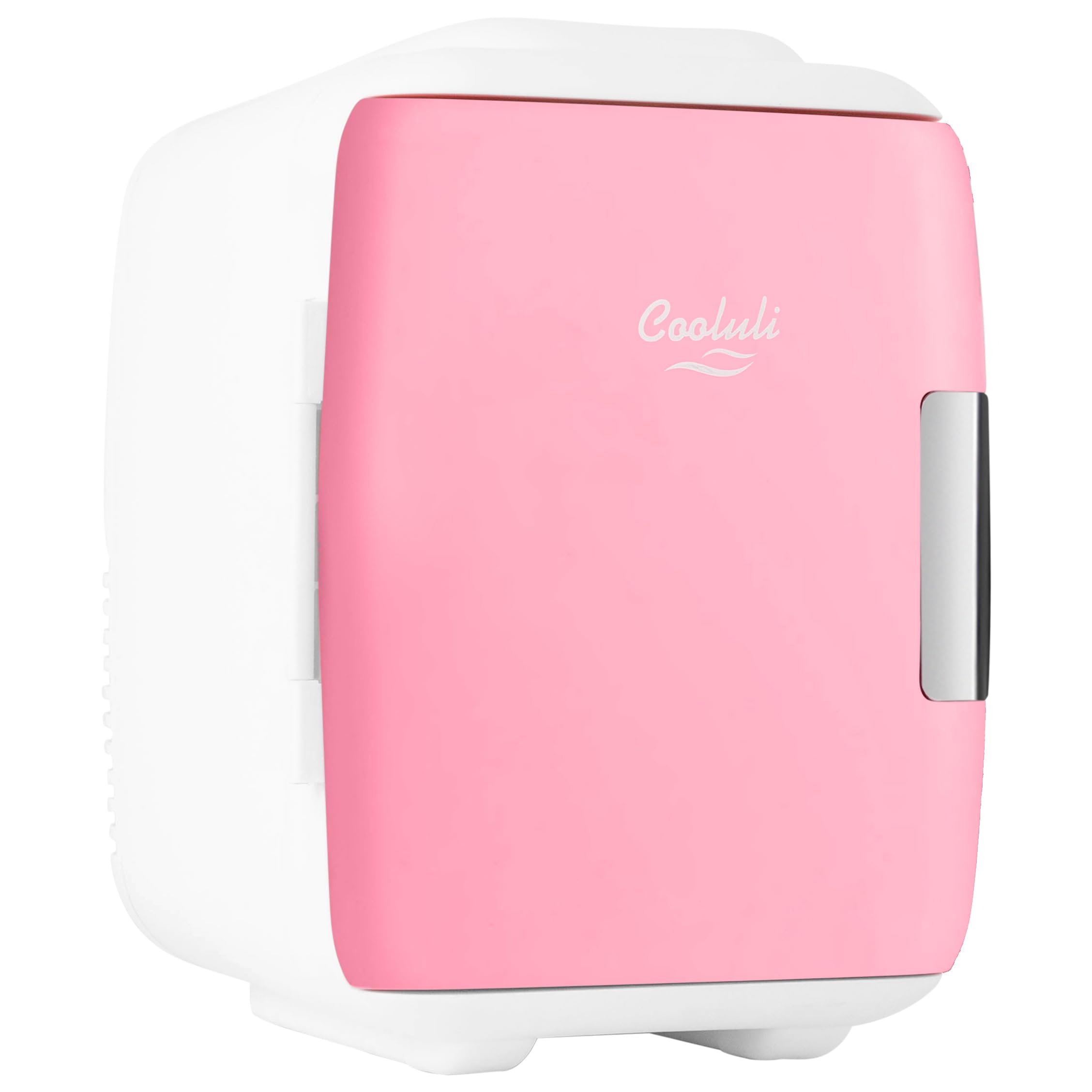 Cooluli front view showing pink exterior and compact design for bedside convenience