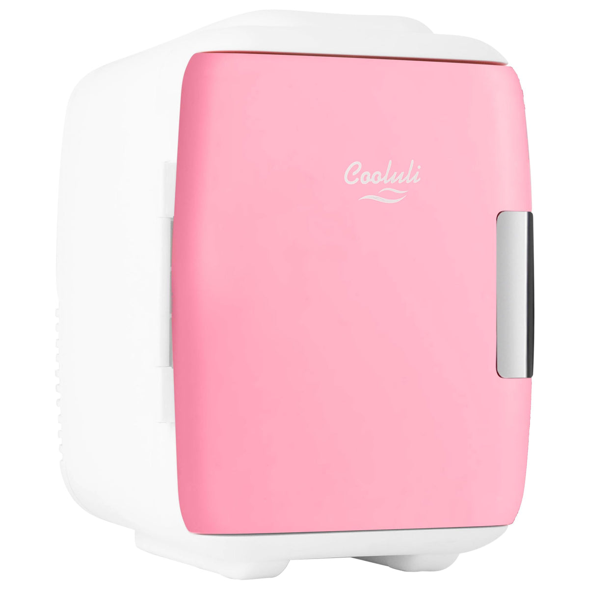 Cooluli front view showing pink exterior and compact design for bedside convenience