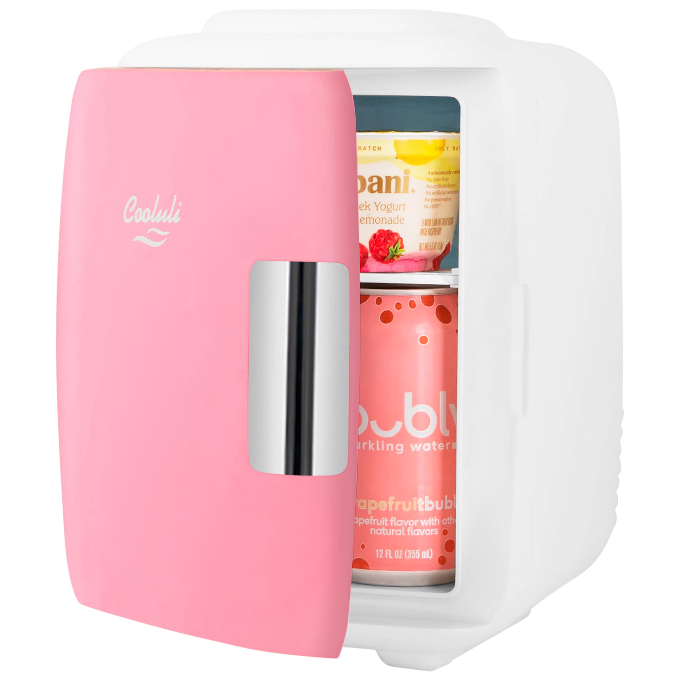 Cooluli open interior with removable shelf showing flexible storage for bottles