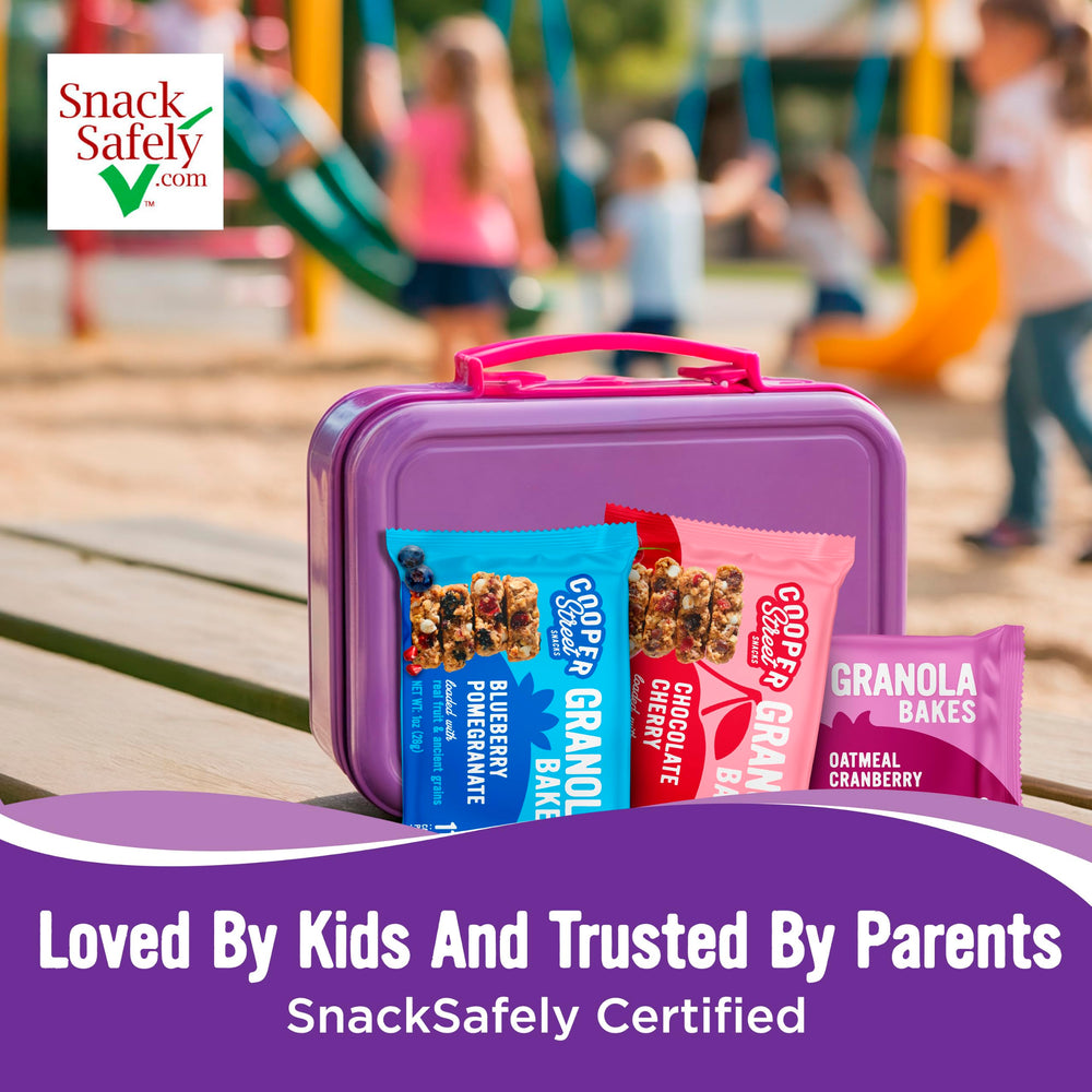 Cooper Street bar inside a child's lunchbox demonstrating school-safe snack