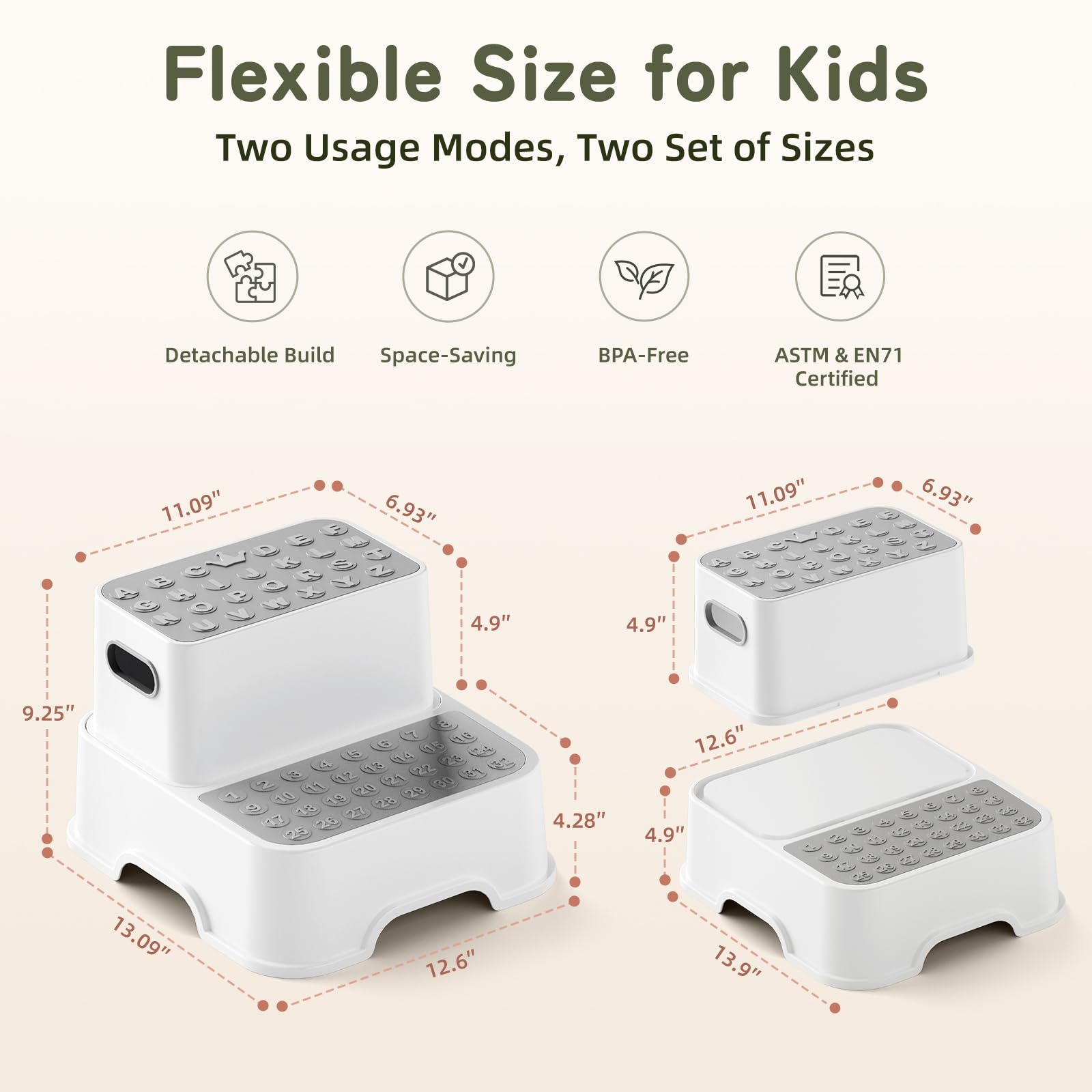 COOSEYA stool in bathroom by sink with child using it to reach faucet safely