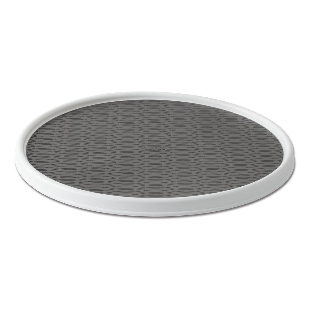 Copco front view of 18 inch lazy susan showing full platform and rim for organized storage