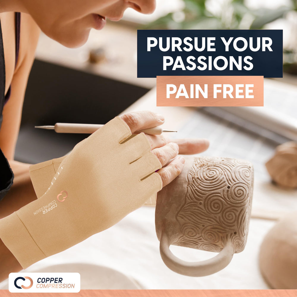 Copper Compression palm detail with non-slip grips providing secure hold