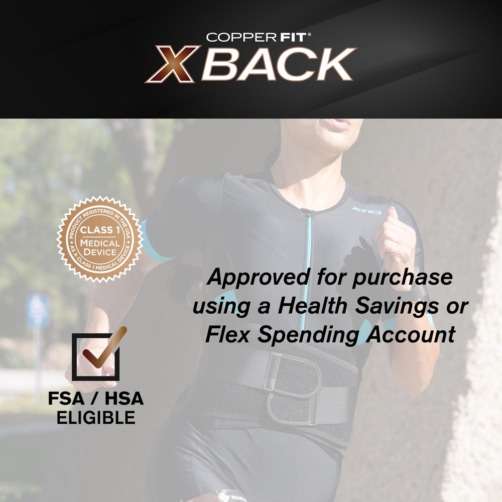 Copper Fit displayed with tape measure illustrating Large/XL waist fit range