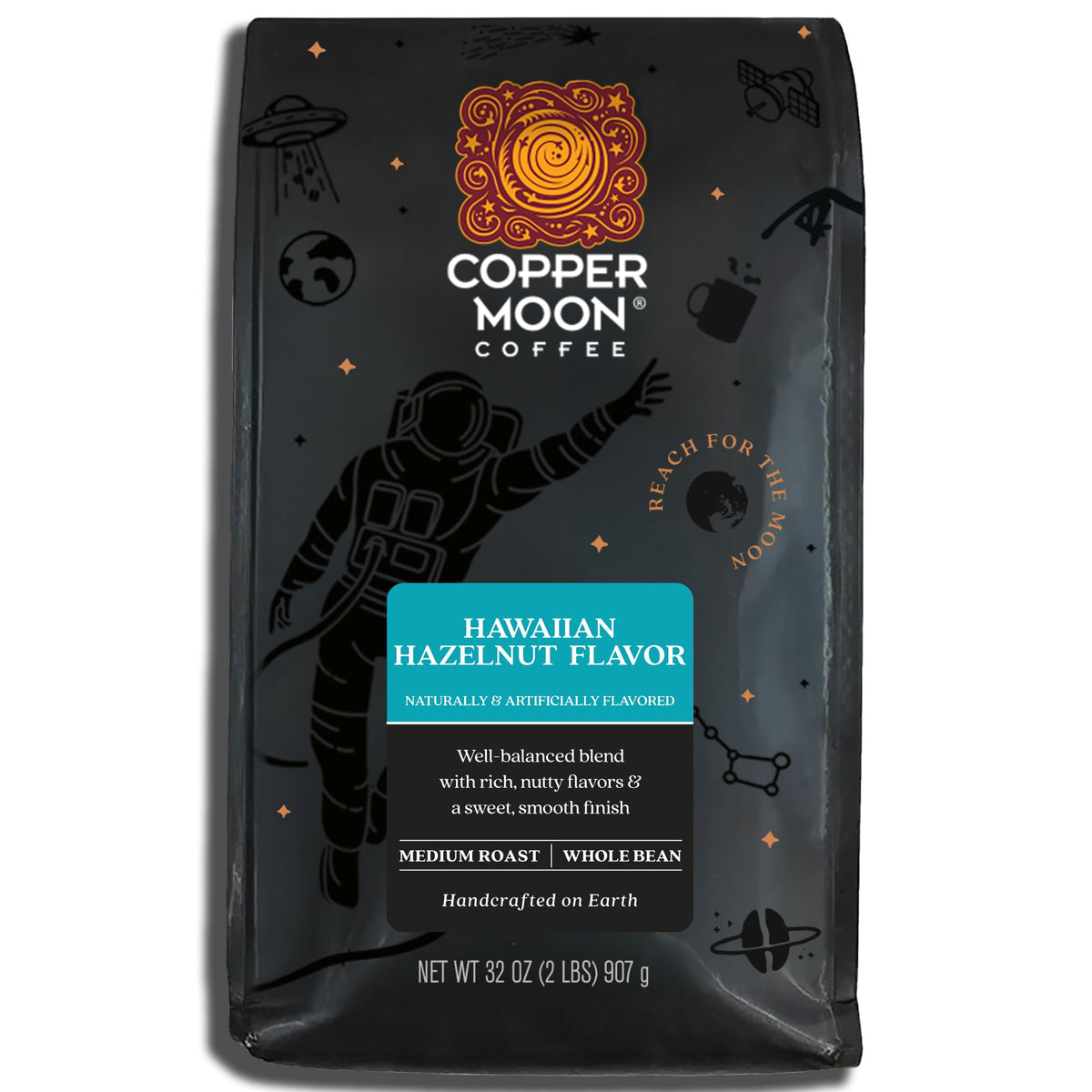 Copper Moon front packaging showing 2 lb bag and brand clarity