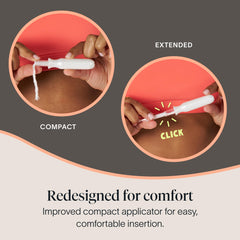 Cora compact applicator close-up highlighting textured grip for easier insertion