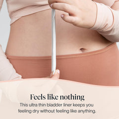 Cora liner placed in underwear demonstrating secure daily protection