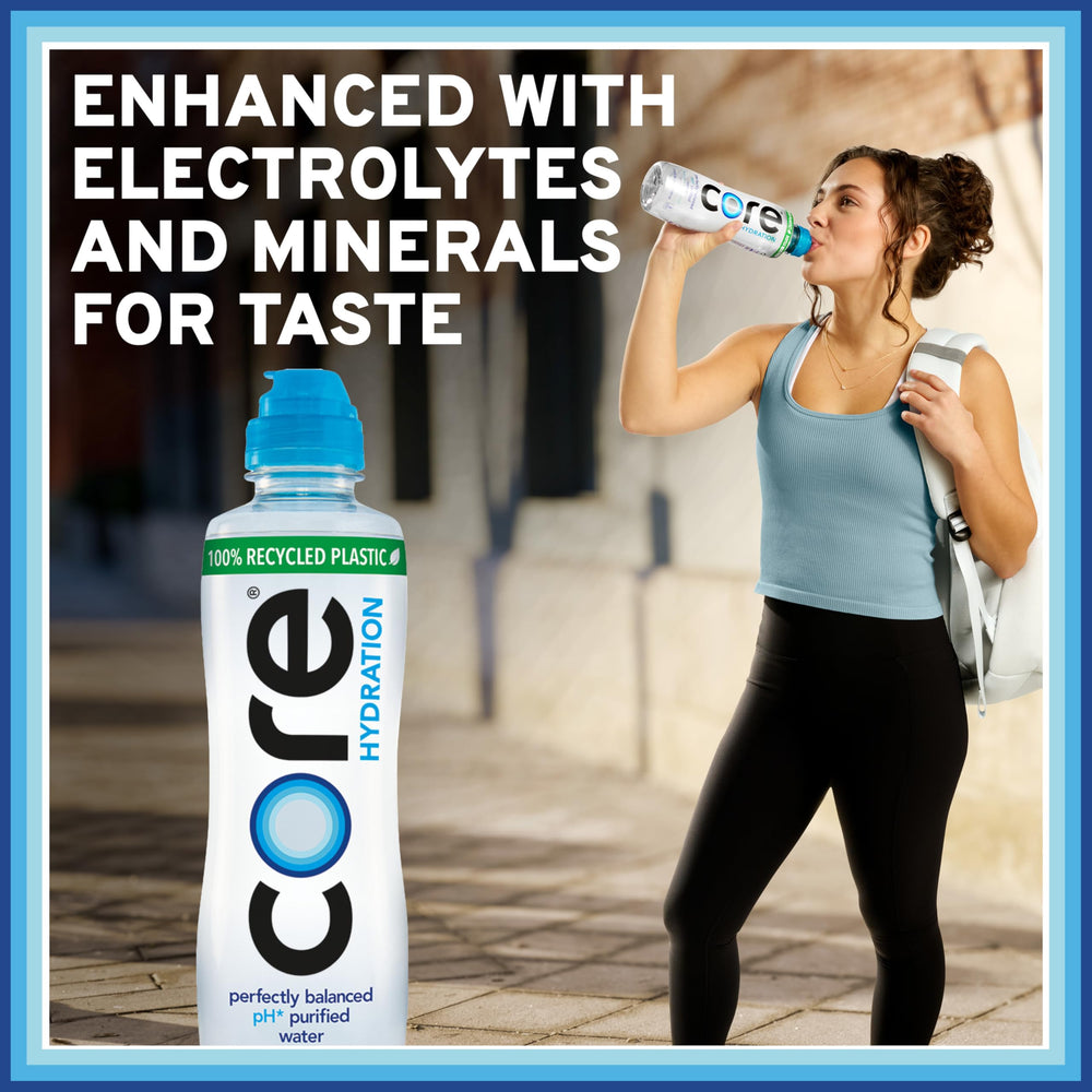 Core bottle next to hand to illustrate the 23.9 fl oz size advantage