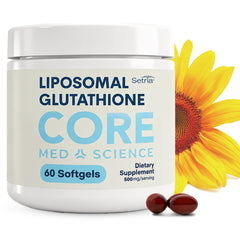 Core Med Science front bottle image showing liposomal glutathione for visibility